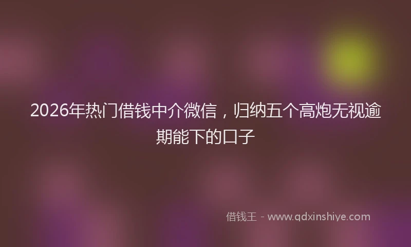 2026年热门借钱中介微信，归纳五个高炮无视逾期能下的口子