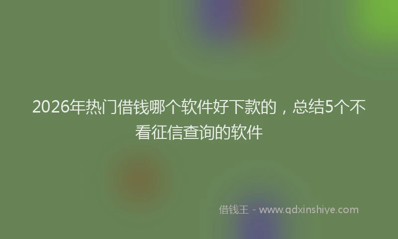 2026年热门借钱哪个软件好下款的，总结5个不看征信查询的软件