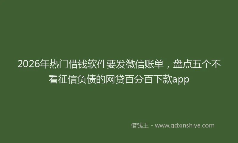 2026年热门借钱软件要发微信账单，盘点五个不看征信负债的网贷百分百下款app