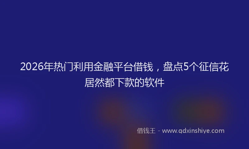 2026年热门利用金融平台借钱，盘点5个征信花居然都下款的软件