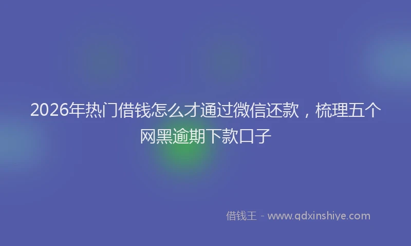 2026年热门借钱怎么才通过微信还款，梳理五个网黑逾期下款口子