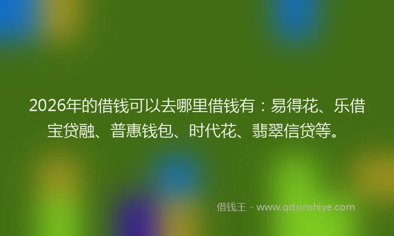 2026年的借钱可以去哪里借钱有：易得花、乐借宝贷融、普惠钱包、时代花、翡翠信贷等。