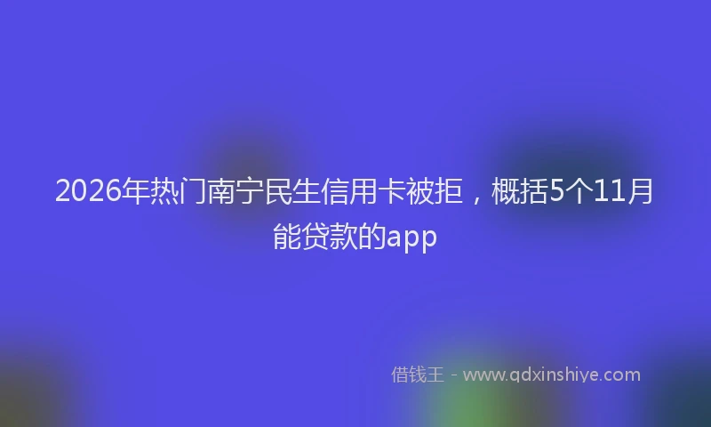 2026年热门南宁民生信用卡被拒，概括5个11月能贷款的app