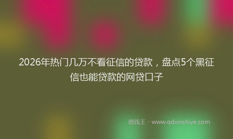 2026年热门几万不看征信的贷款，盘点5个黑征信也能贷款的网贷口子