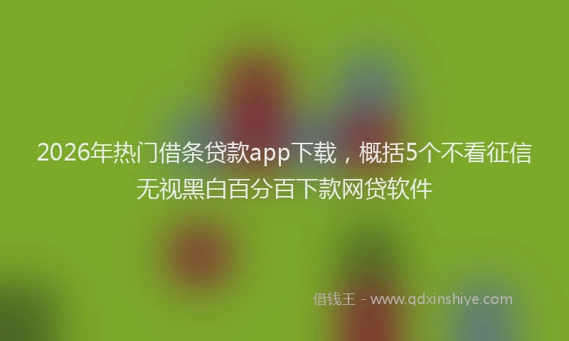 2026年热门借条贷款app下载，概括5个不看征信无视黑白百分百下款网贷软件