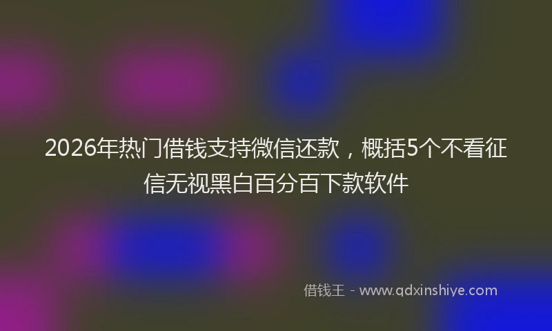 2026年热门借钱支持微信还款，概括5个不看征信无视黑白百分百下款软件