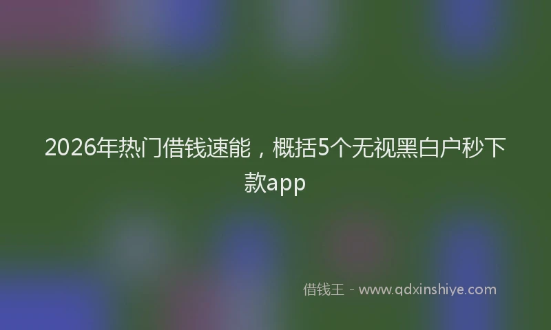 2026年热门借钱速能，概括5个无视黑白户秒下款app