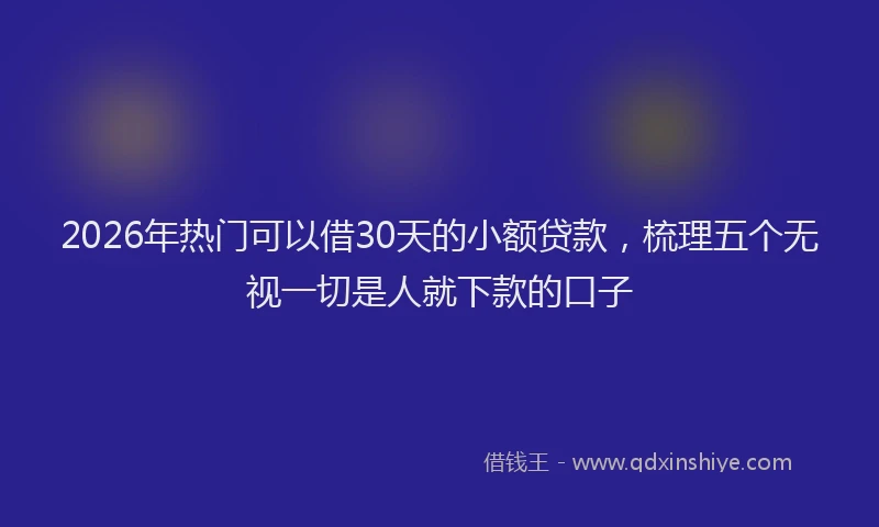 2026年热门可以借30天的小额贷款，梳理五个无视一切是人就下款的口子