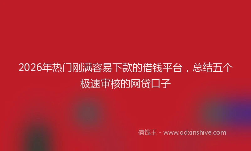 2026年热门刚满容易下款的借钱平台，总结五个极速审核的网贷口子