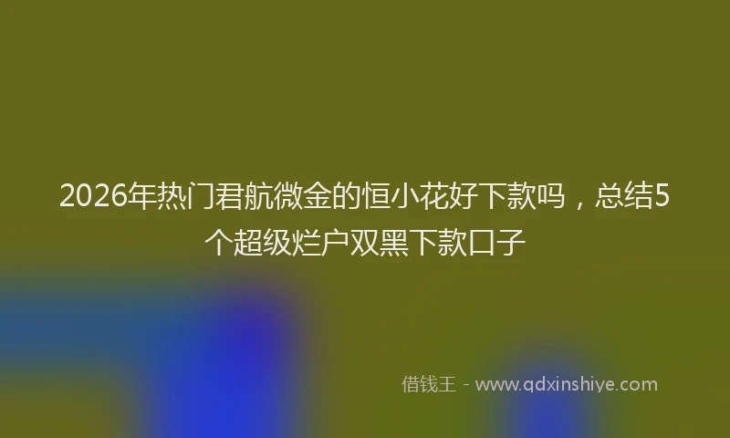 2026年热门君航微金的恒小花好下款吗，总结5个超级烂户双黑下款口子
