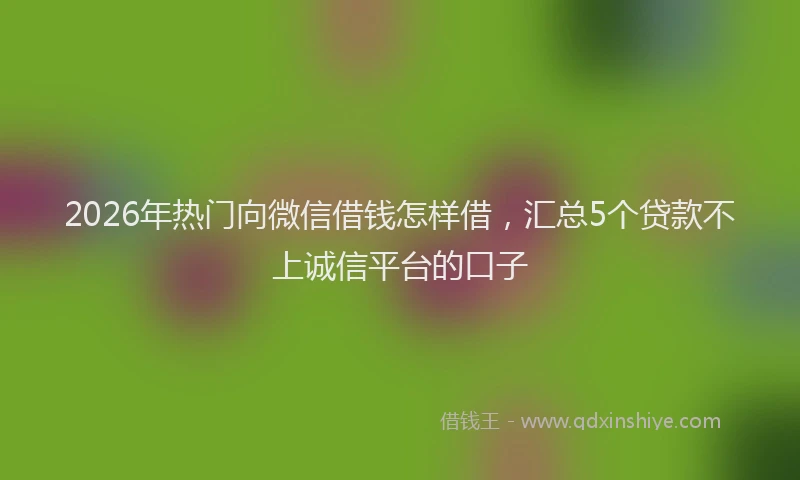 2026年热门向微信借钱怎样借，汇总5个贷款不上诚信平台的口子