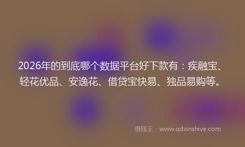 2026年的到底哪个数据平台好下款有：疾融宝、轻花优品、安逸花、借贷宝快易、独品易购等。