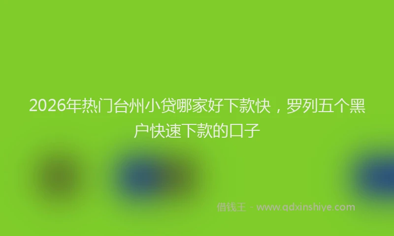 2026年热门台州小贷哪家好下款快，罗列五个黑户快速下款的口子