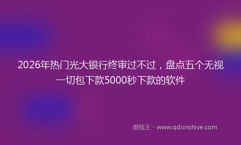 2026年热门光大银行终审过不过，盘点五个无视一切包下款5000秒下款的软件