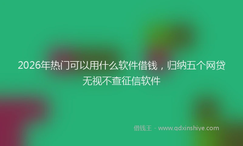 2026年热门可以用什么软件借钱，归纳五个网贷无视不查征信软件