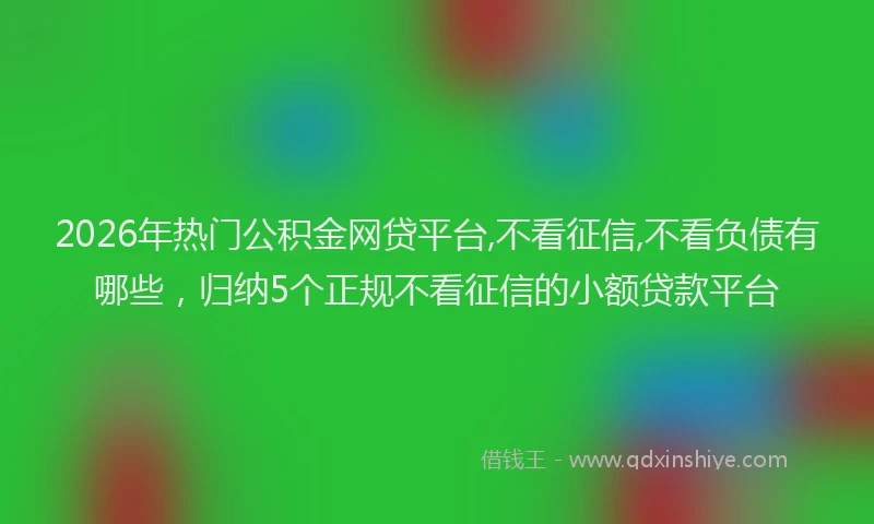 2026年热门公积金网贷平台,不看征信,不看负债有哪些，归纳5个正规不看征信的小额贷款平台