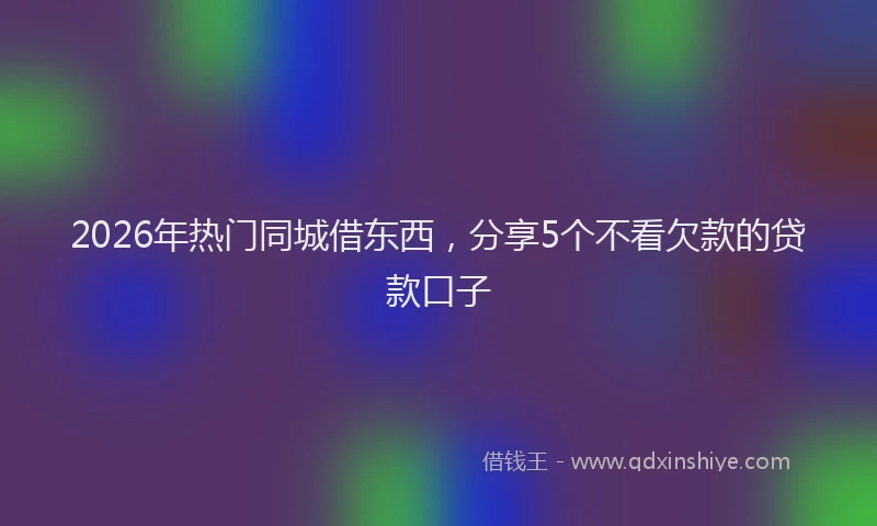 2026年热门同城借东西，分享5个不看欠款的贷款口子