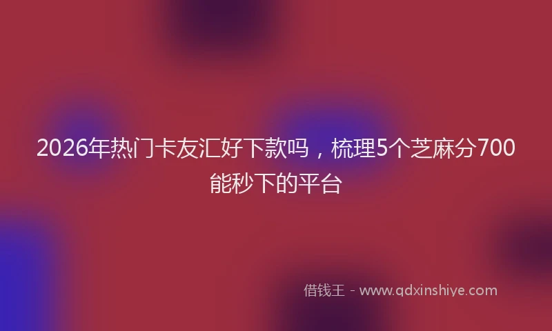 2026年热门卡友汇好下款吗，梳理5个芝麻分700能秒下的平台
