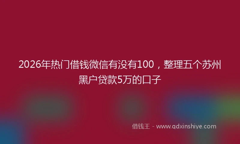 2026年热门借钱微信有没有100，整理五个苏州黑户贷款5万的口子