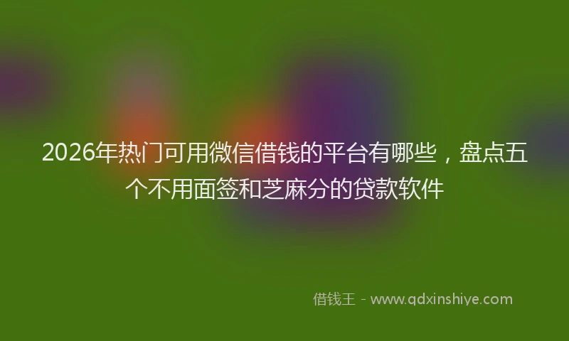 2026年热门可用微信借钱的平台有哪些，盘点五个不用面签和芝麻分的贷款软件