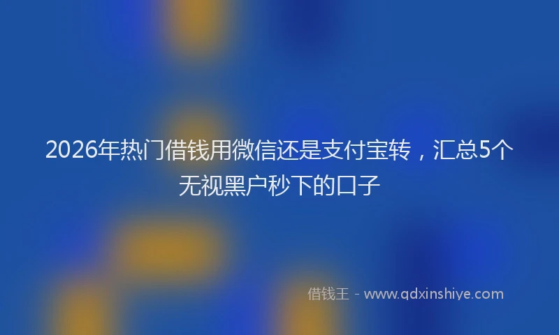 2026年热门借钱用微信还是支付宝转，汇总5个无视黑户秒下的口子