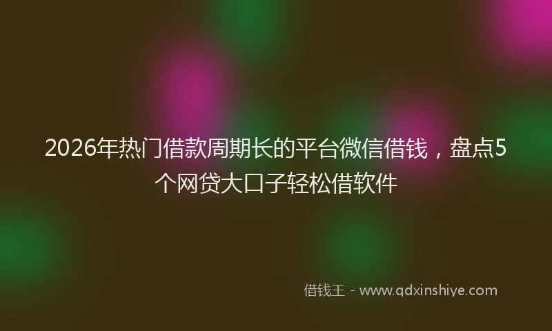2026年热门借款周期长的平台微信借钱，盘点5个网贷大口子轻松借软件