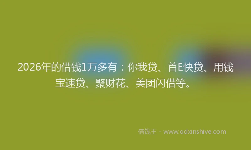 2026年的借钱1万多有：你我贷、首E快贷、用钱宝速贷、聚财花、美团闪借等。