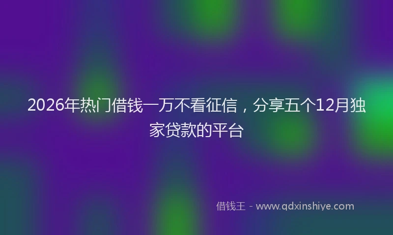 2026年热门借钱一万不看征信，分享五个12月独家贷款的平台