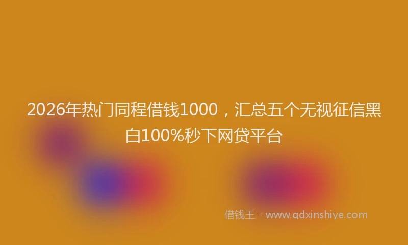2026年热门同程借钱1000，汇总五个无视征信黑白100%秒下网贷平台