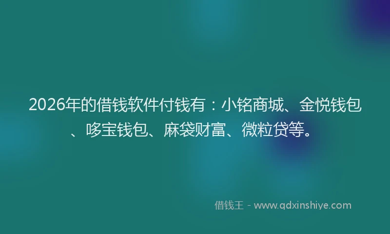 2026年的借钱软件付钱有：小铭商城、金悦钱包、哆宝钱包、麻袋财富、微粒贷等。