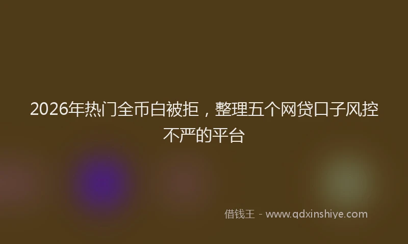 2026年热门全币白被拒，整理五个网贷口子风控不严的平台