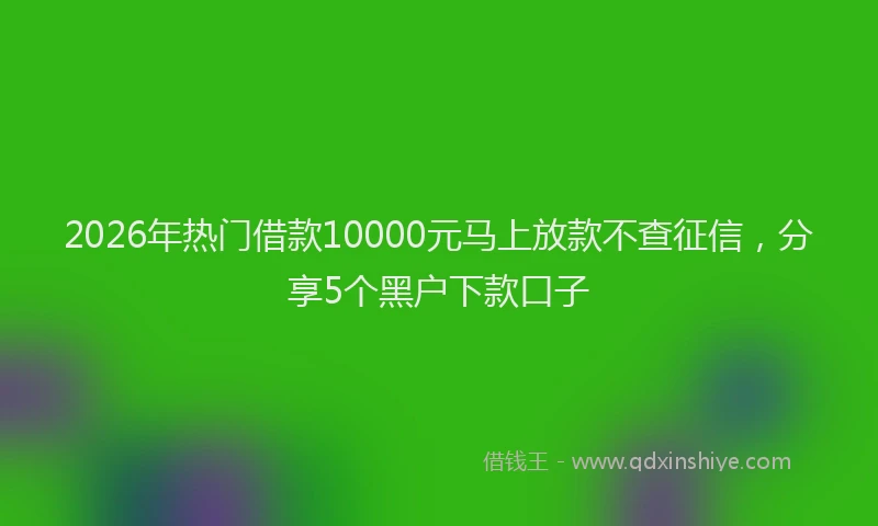 2026年热门借款10000元马上放款不查征信，分享5个黑户下款口子