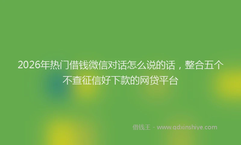 2026年热门借钱微信对话怎么说的话，整合五个不查征信好下款的网贷平台
