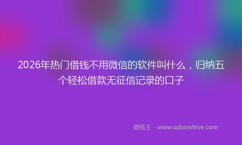 2026年热门借钱不用微信的软件叫什么，归纳五个轻松借款无征信记录的口子