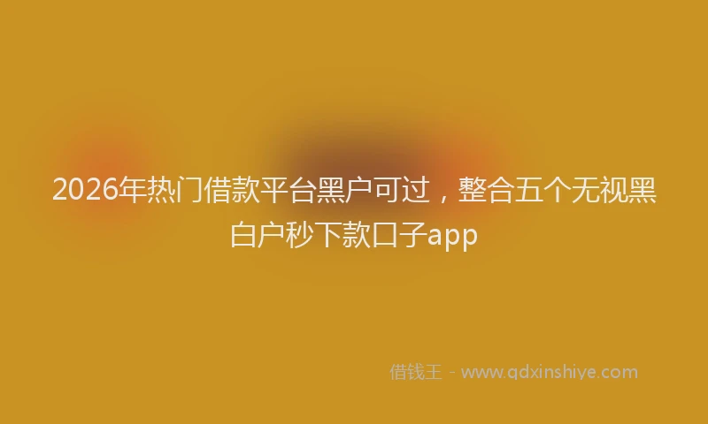 2026年热门借款平台黑户可过，整合五个无视黑白户秒下款口子app