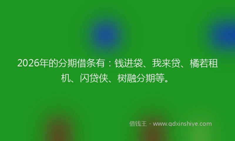 2026年的分期借条有：钱进袋、我来贷、橘若租机、闪贷侠、树融分期等。