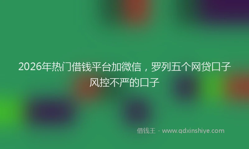 2026年热门借钱平台加微信，罗列五个网贷口子风控不严的口子