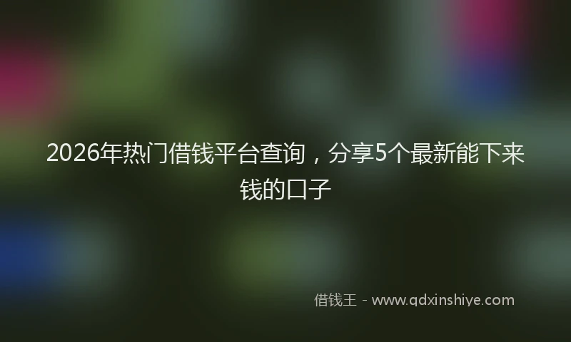 2026年热门借钱平台查询，分享5个最新能下来钱的口子