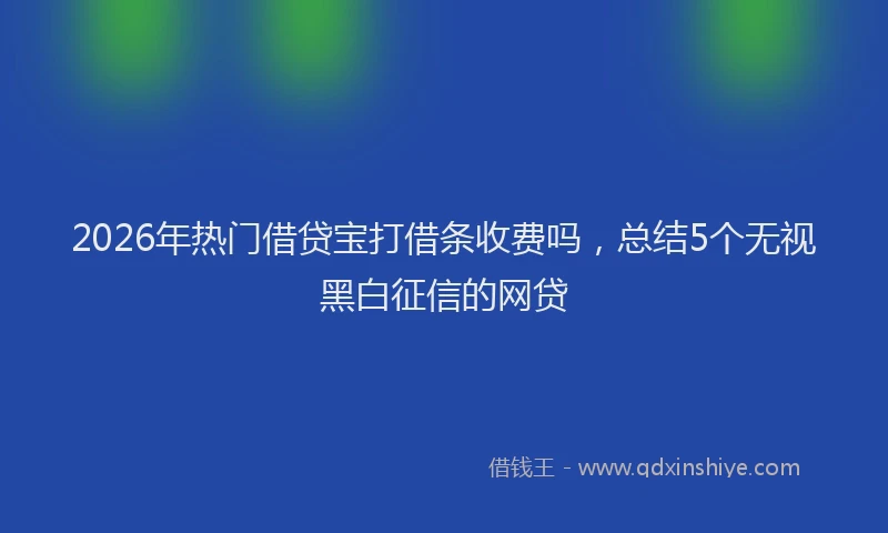 2026年热门借贷宝打借条收费吗，总结5个无视黑白征信的网贷