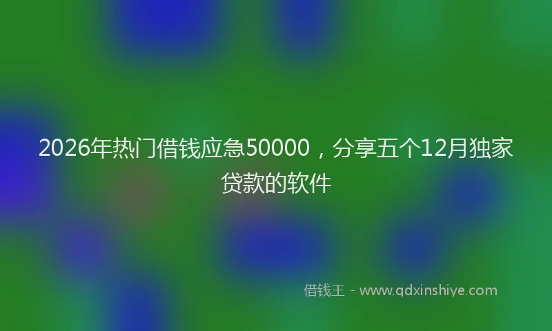 2026年热门借钱应急50000，分享五个12月独家贷款的软件