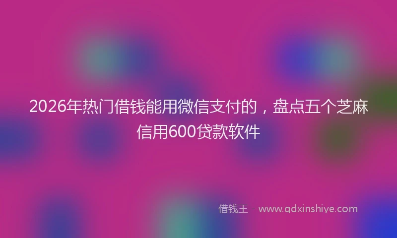 2026年热门借钱能用微信支付的，盘点五个芝麻信用600贷款软件