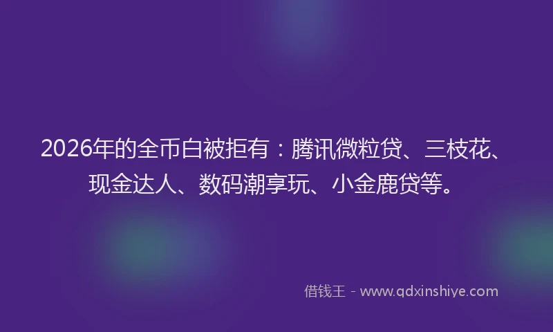 2026年的全币白被拒有：腾讯微粒贷、三枝花、现金达人、数码潮享玩、小金鹿贷等。