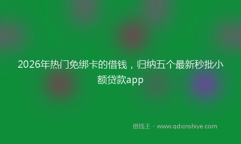 2026年热门免绑卡的借钱，归纳五个最新秒批小额贷款app