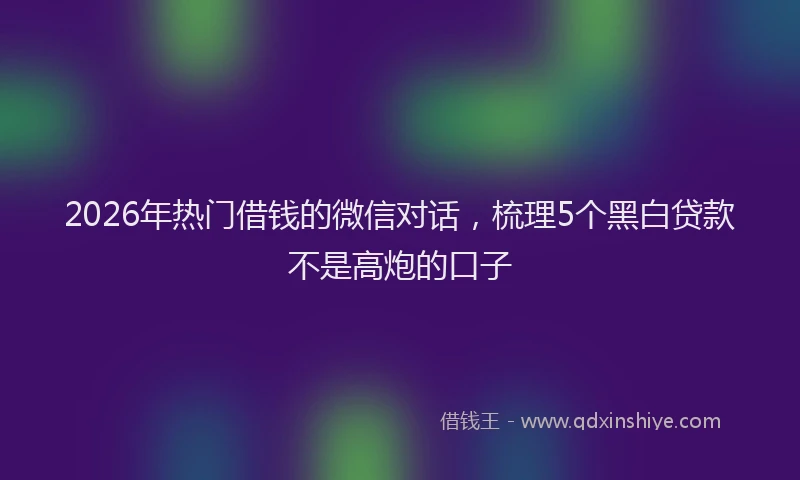 2026年热门借钱的微信对话，梳理5个黑白贷款不是高炮的口子
