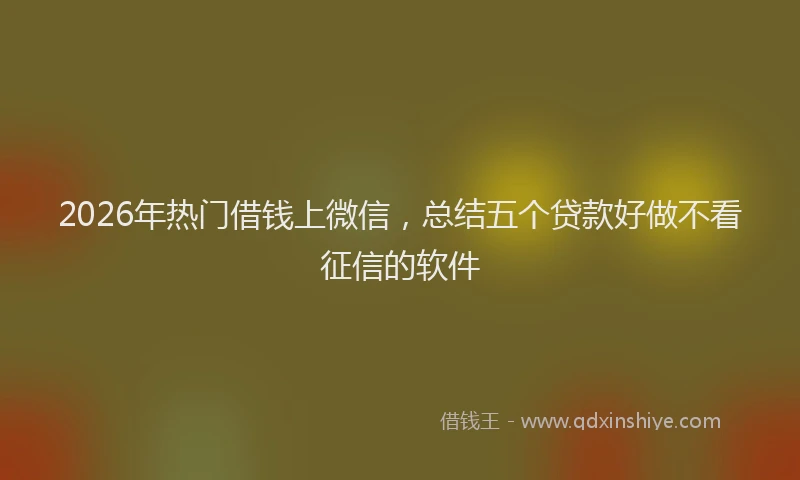 2026年热门借钱上微信，总结五个贷款好做不看征信的软件