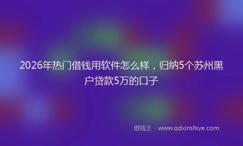 2026年热门借钱用软件怎么样，归纳5个苏州黑户贷款5万的口子