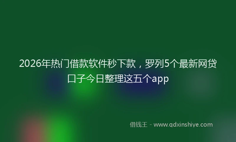 2026年热门借款软件秒下款，罗列5个最新网贷口子今日整理这五个app