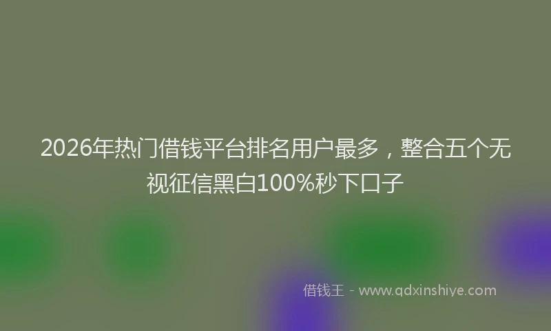 2026年热门借钱平台排名用户最多，整合五个无视征信黑白100%秒下口子