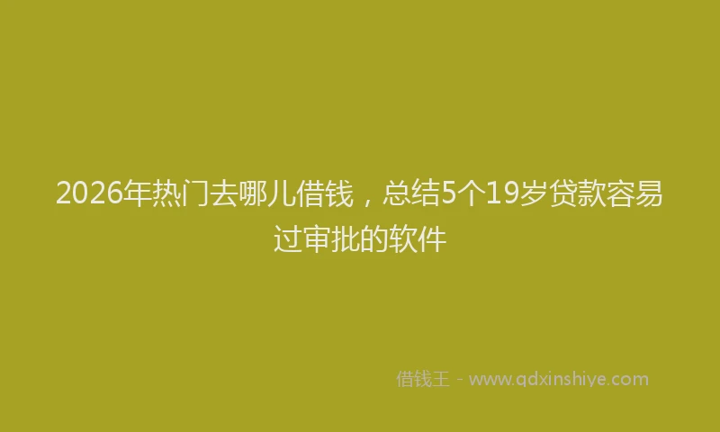2026年热门去哪儿借钱，总结5个19岁贷款容易过审批的软件