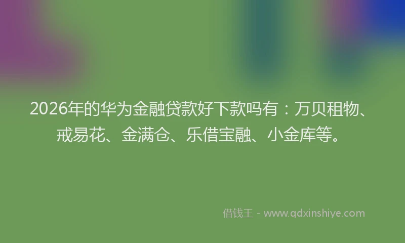 2026年的华为金融贷款好下款吗有：万贝租物、戒易花、金满仓、乐借宝融、小金库等。